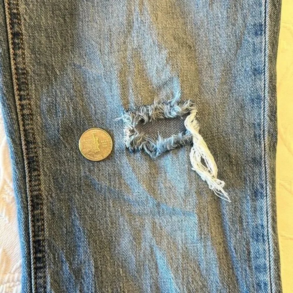 J. Crew High Rise Flare Crop Distressed‎ Women's Blue Jeans Size 26